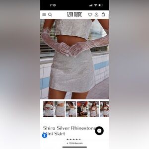 12th Tribe Shira Silver Rhinestone Mini Skirt NWT